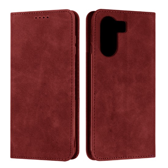 Leather Flip Cover with Internal Pocket For Xiaomi Redmi 13C/Poco C65 Red